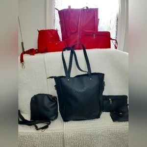 Set of 4 handbags Red & Black